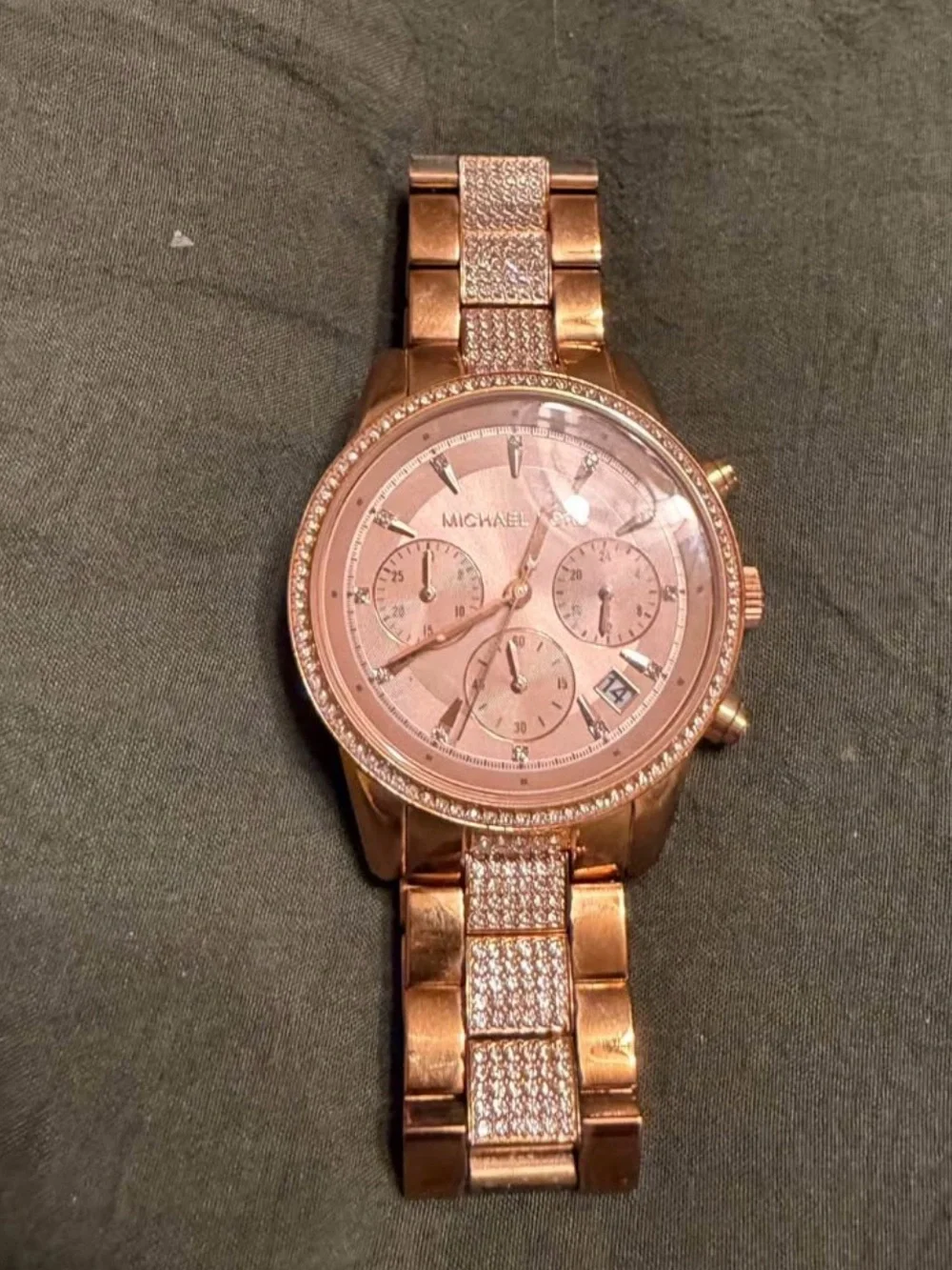 Michael Kors Rose Gold Crystal Accent Chronograph Bracelet Watch